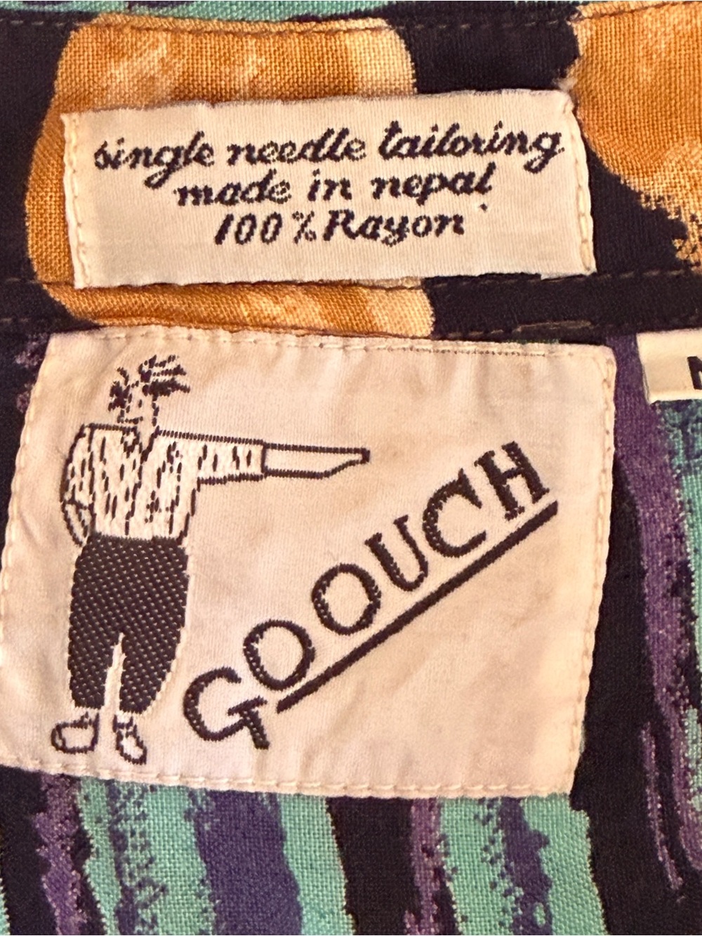 Vintage Goouch Shirt Mens Size M Graffiti All Over Print Abstract Artistic Rayon - Picture 3 of 5